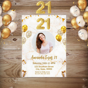 21st Sparkle Gold 21st Birthday Party Invitation