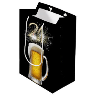 21st Sparkler in Beer Medium Gift Bag