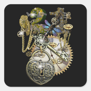 21st Steampunk Birthday Square Sticker