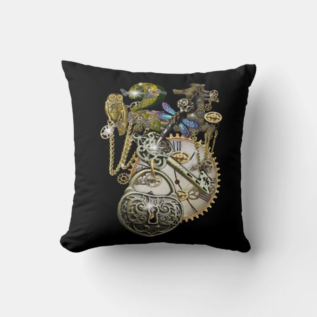 21st Steampunk Birthday Throw Pillow (Front)