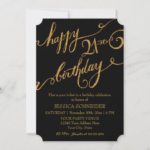 21st Twenty First Birthday Party Celebration Invitation