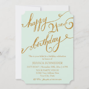21st, Twenty First Birthday Party Celebration Invitation