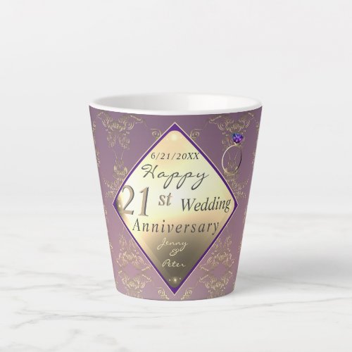 21st Wedding Anniversary 2PhotosBrass and Iolite Latte Mug