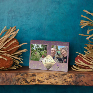 21st Wedding Anniversary 2PhotosBrass and Iolite Plaque