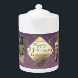 21st Wedding Anniversary 2PhotosBrass and Iolite   Teapot<br><div class="desc">I designed this photo teapot dedicated to their 21st wedding anniversary,  with a nod to the traditional gifts of iolite stone and brass to mark their milestone in this delightful,  original design!</div>
