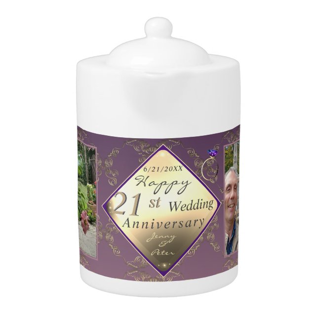 21st Wedding Anniversary 2PhotosBrass and Iolite   Teapot (Front)