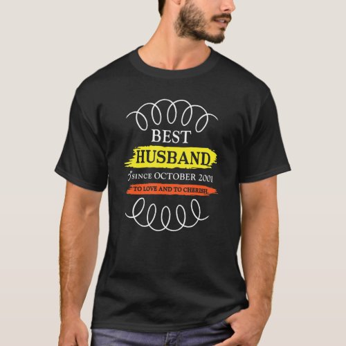 21st Wedding Anniversary Best Husband Since Octobe T_Shirt