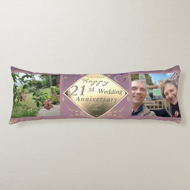 21st Wedding Anniversary Brass and Iolite  Body Pillow (Front)