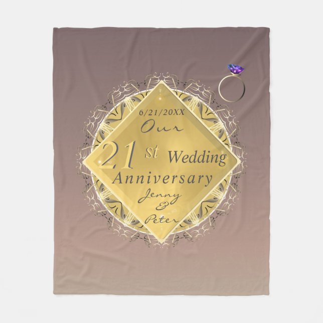 21st Wedding Anniversary Brass and Iolite   Fleece (Front)