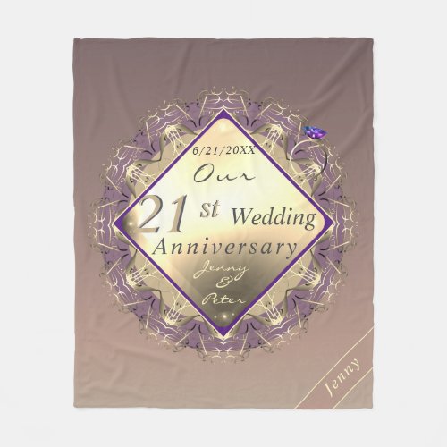 21st Wedding Anniversary Brass and Iolite   Fleece