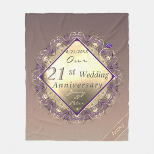 21st Wedding Anniversary Brass and Iolite   Fleece Blanket