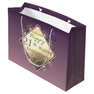 21st Wedding Anniversary Brass and Iolite Large Gi Large Gift Bag