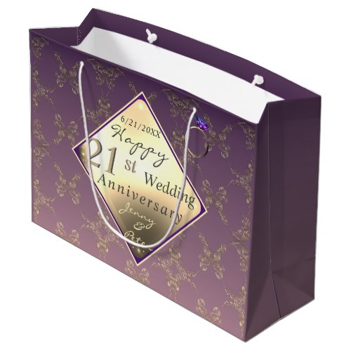 21st Wedding Anniversary Brass and Iolite Large Gift Bag