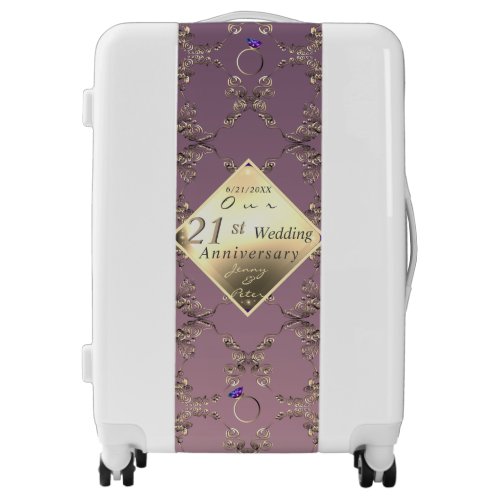 21st Wedding Anniversary Brass and Iolite  Luggage