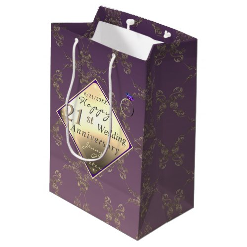 21st Wedding Anniversary Brass and Iolite  Medium Gift Bag