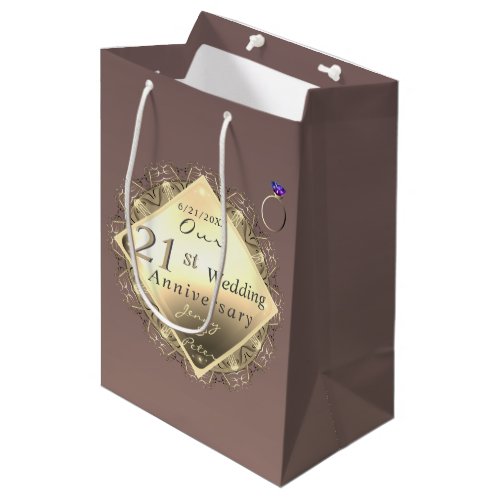 21st Wedding Anniversary Brass and Iolite   Medium Gift Bag