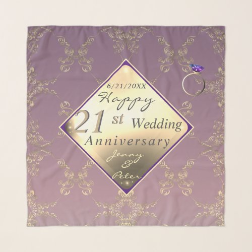 21st Wedding Anniversary Brass and Iolite Scarf