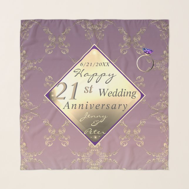 21st Wedding Anniversary Brass and Iolite Scarf (Front)
