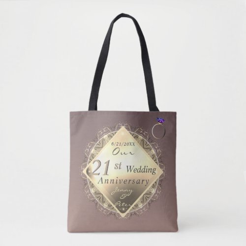 21st Wedding Anniversary Brass and Iolite  Tote Bag