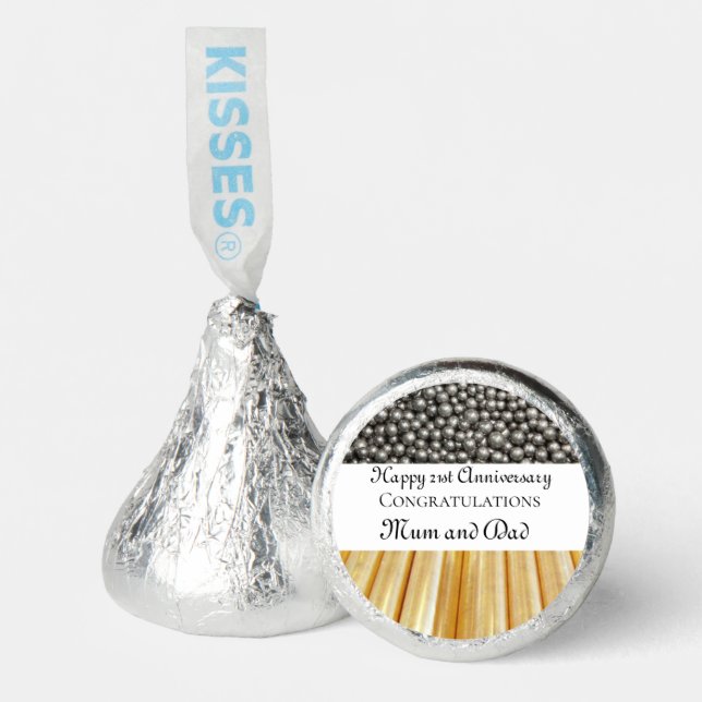 21st Wedding Anniversary Brass and Nickel  Hershey®'s Kisses® (Front)