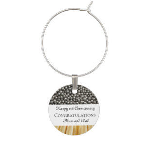 21st Wedding Anniversary Brass and Nickel Wine Charm