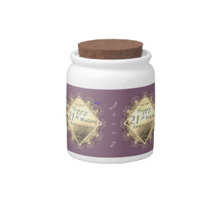 21st Wedding Anniversary Brass & Iolite Candy Jar