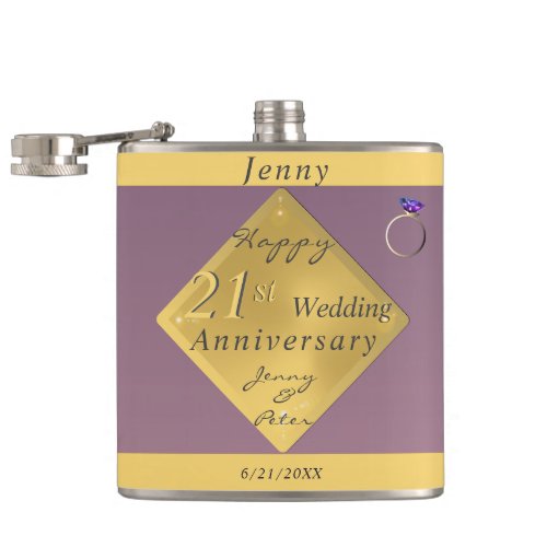 21st Wedding Anniversary Brass  Iolite Flask
