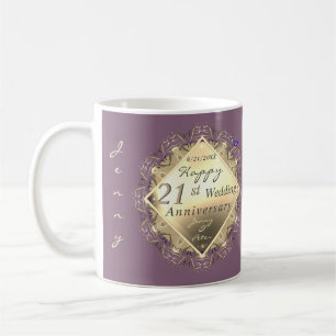 21st Wedding Anniversary Brass Iolite Mug