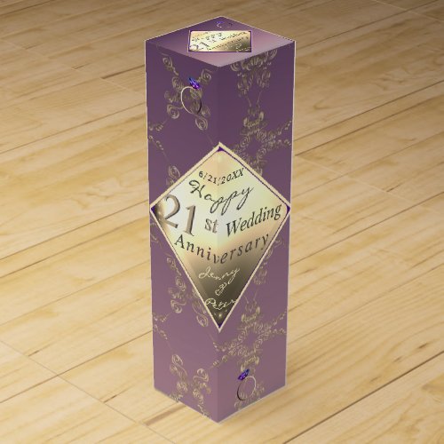 21st Wedding Anniversary Brass  Iolite Wine Box