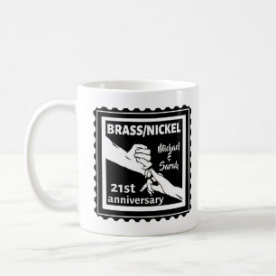 21st wedding anniversary brass nickel traditional coffee mug