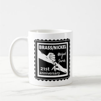 21st wedding anniversary brass nickel traditional coffee mug