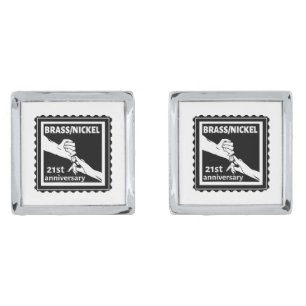 21st wedding anniversary brass nickel traditional cufflinks