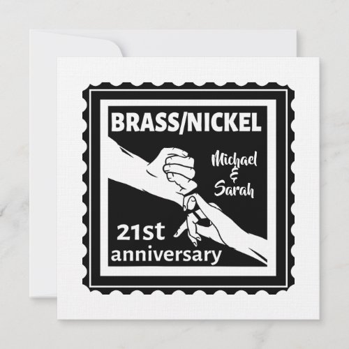 21st wedding anniversary brass nickel traditional invitation