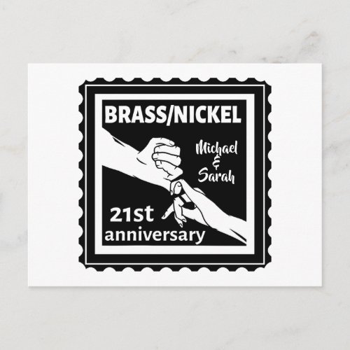 21st wedding anniversary brass nickel traditional postcard