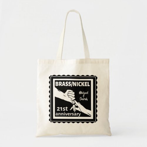 21st wedding anniversary brass nickel traditional tote bag