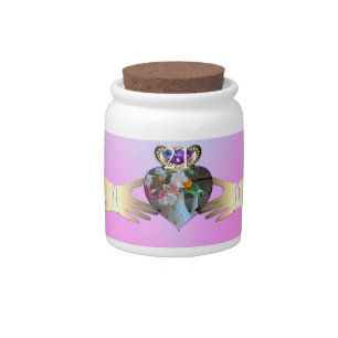 21st Wedding Anniversary Claddaugh Photo Iolite Candy Jar