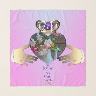 21st Wedding Anniversary Claddaugh Photo Scarf