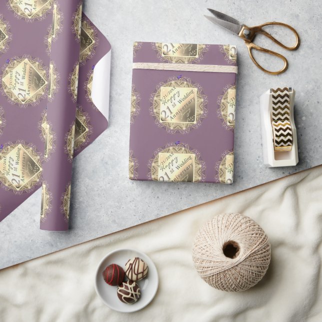 21st Wedding Anniversary/Custom Event Brass Iolite Wrapping Paper (Crafts)