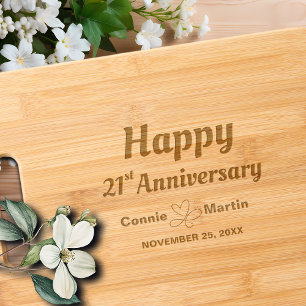 21st Wedding Anniversary Elegant Engraved Cutting Board