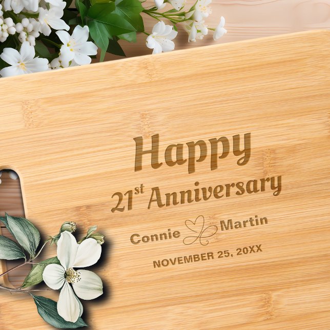 21st Wedding Anniversary Elegant Engraved Cutting Board (Creator Uploaded)