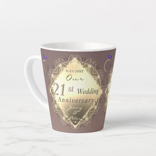 21st Wedding Anniversary Iolite Brass Mug