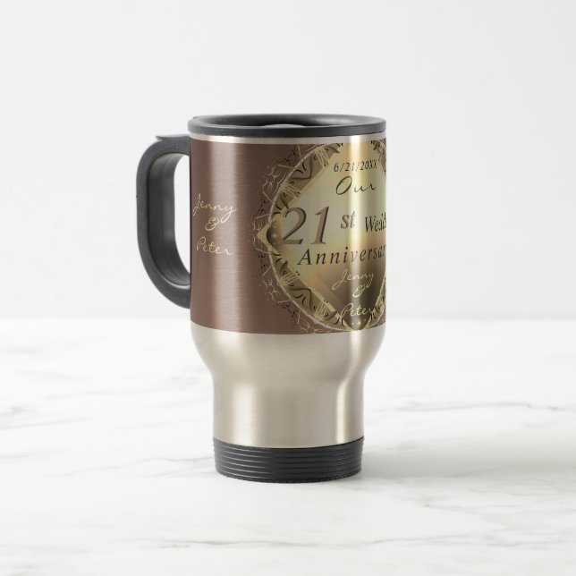 21st Wedding Anniversary Iolite& Brass Mug (Front Left)