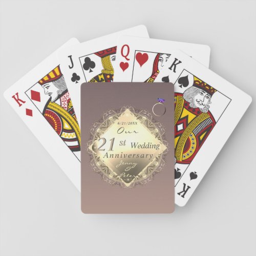 21st Wedding Anniversary Iolite Brass  Poker Cards