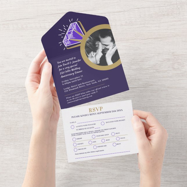 21st wedding anniversary Iolite eternity ring All In One Invitation (Tearaway)