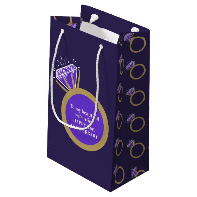 21st wedding Anniversary iolite purple gem ring Small Gift Bag (Back Angled)
