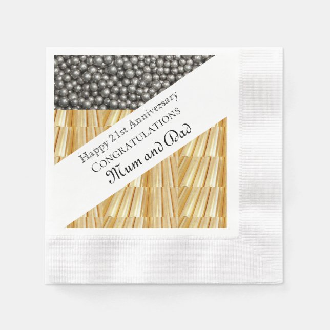 21st Wedding Anniversary  Napkins (Front)