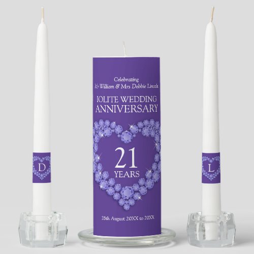 21st wedding anniversary purple custom unity candle set