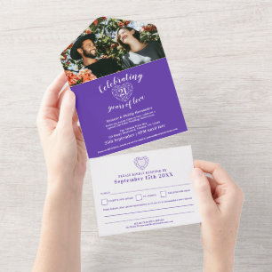 21st wedding anniversary purple iolite RSVP photo All In One Invitation