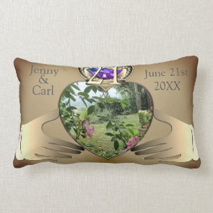 21st Wedding Brass Photo Anniversary Claddaugh Lumbar Pillow