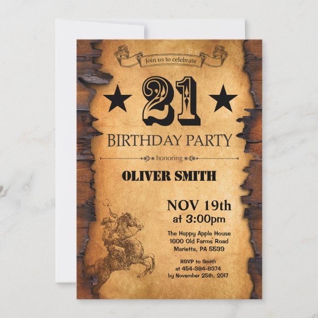 21st Western Birthday Invitation (Front)